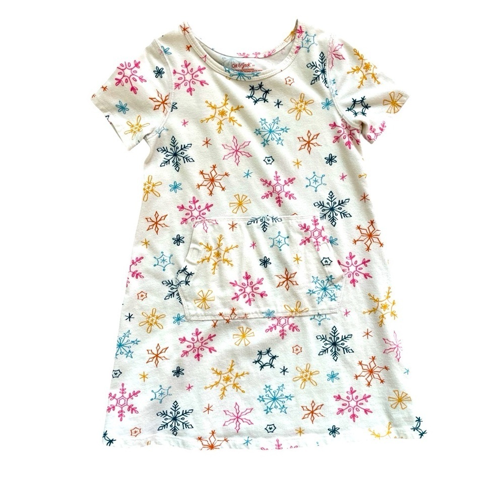 Cat & Jack Toddler Girls'  Winter Dress Short Sleeve Holiday Dress snowflake 5T